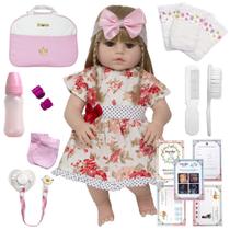 Boneca Tipo Bebe Reborn Loira Com Lindos Acessórios Boneca Tipo Bebe Reborn Loira Com Lindos Acessórios