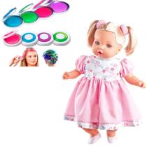 Boneca Tipo Reborn 62 Frases C/ Acessórios Mechas Coloridas Boneca Tipo Reborn 62 Frases C/ Acessórios Mechas Coloridas