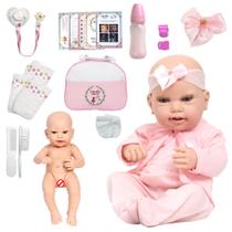 Boneca Tipo Reborn Baby Gatinha 43cm Com Bolsa Vários Itens Boneca Tipo Reborn Baby Gatinha 43cm Com Bolsa Vários Itens