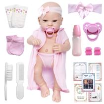 Boneca Tipo Reborn Baby Menina 43 cm Bolsa e Itens Boneca Tipo Reborn Baby Menina 43 cm Bolsa e Itens