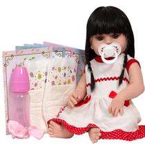 Boneca Tipo Reborn Baby Morena Linda Completa 46cm + Itens