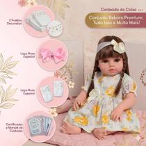 Boneca Tipo Reborn Bebê Menina 100% Vinil Cabelo Castanho Boneca Tipo Reborn Bebê Menina 100% Vinil Cabelo Castanho