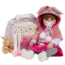 Boneca Tipo Reborn Bebê Realista Coelhinha Enxoval Completo