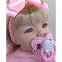 Boneca Tipo Reborn Bebê Realista + Kit Acessórios 13 Itens L - Cegonha Reborn Dolls