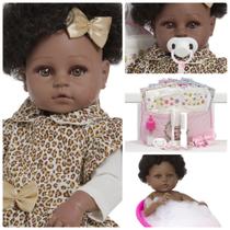 Boneca Tipo Reborn Diva Fofinha Conjunto Oncinha Pode Banho