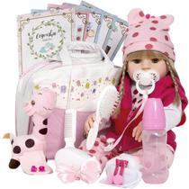Boneca Tipo Reborn Fada Girafinha Loira com Enxoval Completo
