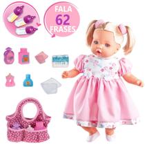 Boneca Tipo Reborn Fala Frases Angelina e Bolsa e Acessórios