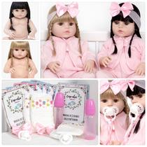 Boneca Tipo Reborn Gêmeas Barata Princesas 26 Itens Enxoval