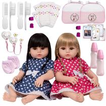 Boneca Tipo Reborn Gêmeas Recém Nascidas Corpo de VInil Boneca Tipo Reborn Gêmeas Recém Nascidas Corpo de VInil