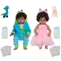 Boneca Tipo Reborn Gêmeos Realista Coelhinha e Jacarezinho