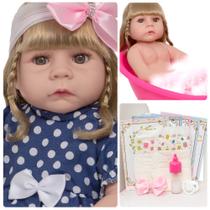 Boneca Tipo Reborn Loira Princesa Enxoval Baby 13 Itens Boneca Tipo Reborn Loira Princesa Enxoval Baby 13 Itens