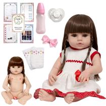 Boneca Tipo Reborn Menina Grande + Enxoval 13 Acessórios