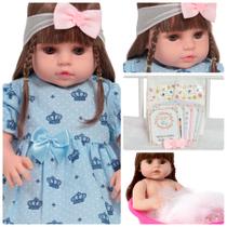 Boneca Tipo Reborn Menina Valentina Recém Nascida + Itens