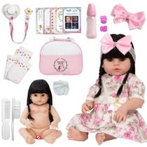 Boneca Tipo Reborn Nicole Recém Nascida Linda + Kit 20 Itens