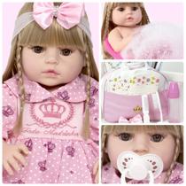 Boneca Tipo Reborn Princesa Corpo Silicone Loira + 20 Itens