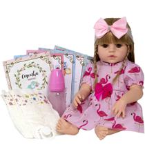 Boneca Tipo Reborn Princesa Loira 100% Silicone Realista