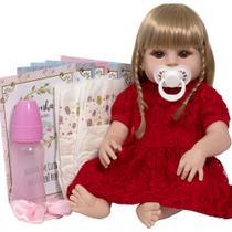 Boneca Tipo Reborn Real Menina Com Chupeta 13 Itens Loira