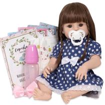 Boneca Tipo Reborn Realista Grande Completa Pode Dar Banho
