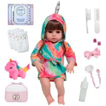 Boneca Tipo Reborn Valentina 48cm Enxoval Completo Fofinha Boneca Tipo Reborn Valentina 48cm Enxoval Completo Fofinha