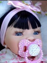 Boneca Tipo Reborne Bebê Realista + Kit Acessórios Enxoval Lol Bebe Reborn Boneca Bebe - Carinha de Anjo