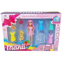 Boneca turma da manu com acessorios e pet polibrinq Boneca turma da manu com acessorios e pet polibrinq