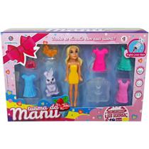 Boneca turma da manu com acessorios e pet polibrinq Boneca turma da manu com acessorios e pet polibrinq