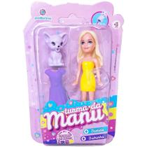 Boneca turma da manu com vestido e pet polibrinq