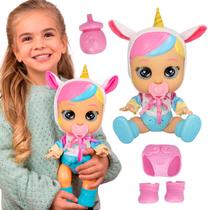 Boneca Unicornio Cry Babies Dreamy Day Care Com Sons E Acessórios Divertidos