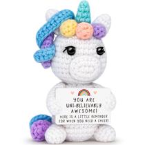 Boneca unicórnio de crochê Buouforau engraçada tricotada com cartão de 14 cm Boneca unicórnio de crochê Buouforau engraçada tricotada com cartão de 14 cm