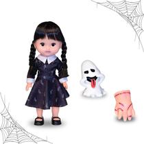 Boneca Vavazinha Vandinha Wandinha Addams Com Mãozinha E Fantasminha Inspiração da Série Wandinha Brinquedo Infantil Menina - Angel Toys