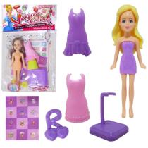 Boneca vogue girl troca roupa de plastico + acessorios colors 6 pecas na solapa Boneca vogue girl troca roupa de plastico + acessorios colors 6 pecas na solapa