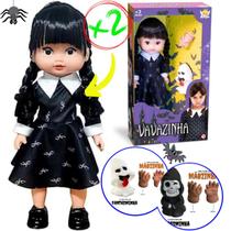 Boneca Wandinha Addams Vandinha Vavazinha 2 Unidades Brinquedo Dia das Crianças para Meninas com Mãozinha e Fantasminha