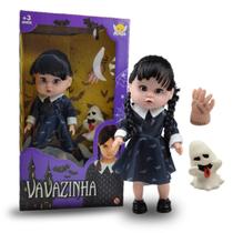 Boneca Wandinha Vavazinha Família Addams Com Mãozinha E Fantasma Feita Em Vinil Articulável Resistente - Anjo