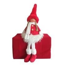 Boneca Winter Decoração Natalina Para Bancada Pernas Moles 51x16x16cm