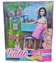 Boneca Yalili Estilo Barbie Grávida + 3 bebês + Acessórios!