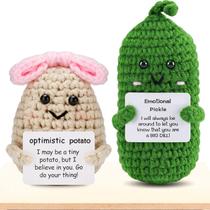 Bonecas de batata e picles de crochê emocional PinCute, 2 peças