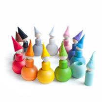Bonecas de Brinquedo Ulanik Peg com Chapéus - Montessori para Crianças a partir de 3 Anos