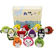 Bonecas de Frutas de Crochê Positivas PoccroToys 12 unidades com Suporte Bonecas de Frutas de Crochê Positivas PoccroToys 12 unidades com Suporte