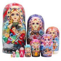 Bonecas de nidificação russas autênticas, conjunto Birchwood Matryoshka