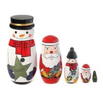 Bonecas empilháveis russas de madeira, Papai Noel, 5 unidades