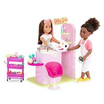 Bonecas Glitter Girls - Conjunto de brinquedos para salão de cabeleireiro - Secador de cabelo, clipes de modelagem e carrinho de rolamento - Acessórios de boneca de 14 polegadas para crianças a partir de 3 anos - Brinquedos infantis