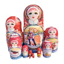 Bonecas matryoshka russas coloridas de 10 camadas pintadas à mão Bonecas matryoshka russas coloridas de 10 camadas pintadas à mão