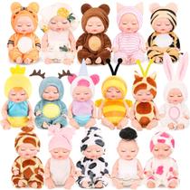 Bonecas Mini Reborn Baby Dolls retrowavy de 11 cm com roupas de animais x16