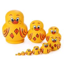 Bonecas Nesting Dolls JACE Wooden Yellow Duck, 10 unidades para decoração de casa