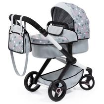 Bonecas Pram Bayer Design Xeo Grey/Pink Stars para bonecas de 18"