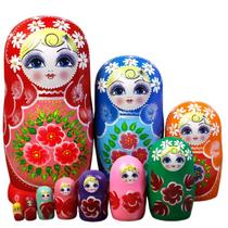 Bonecas russas pintadas à mão, conjunto multicolorido, presente Bonecas russas pintadas à mão, conjunto multicolorido, presente