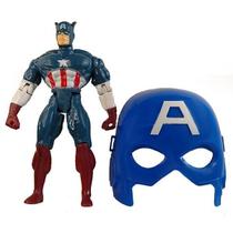 Boneco 25Cm Action Figure Capitão America + Mascara 16Cm