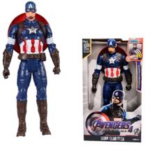 Boneco 30Cm Articulado Com Som, Led Personag:Capitão America