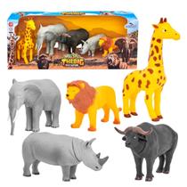 Boneco Animais Safari Elefante Rinoceronte Búfalo Zoologico Boneco Animais Safari Elefante Rinoceronte Búfalo Zoologico