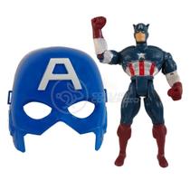 Boneco Articulado 25Cm Capitão America + Mascara Vingadores